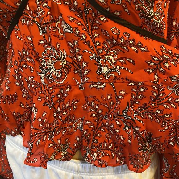 Cinq A Sept Blouse Women S 100% Silk Crop Tie Top Floral Multicolor Fairy Grunge - Picture 12 of 12